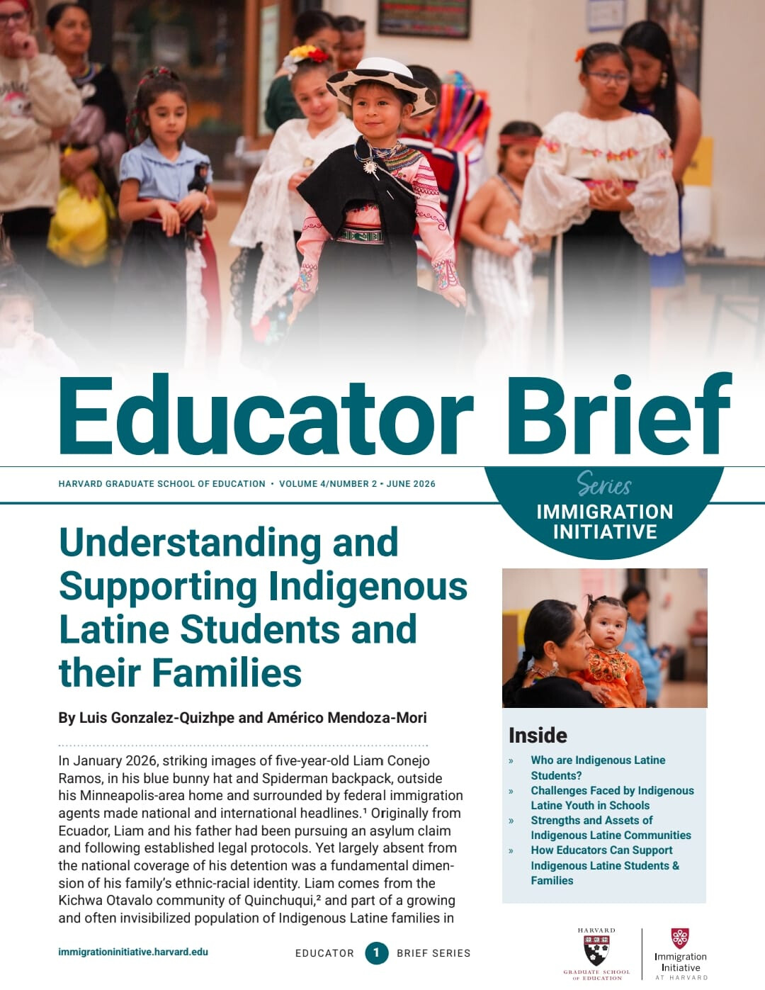 Cover of the original publication: Educator Brief, Harvard University, Immigration Initiative